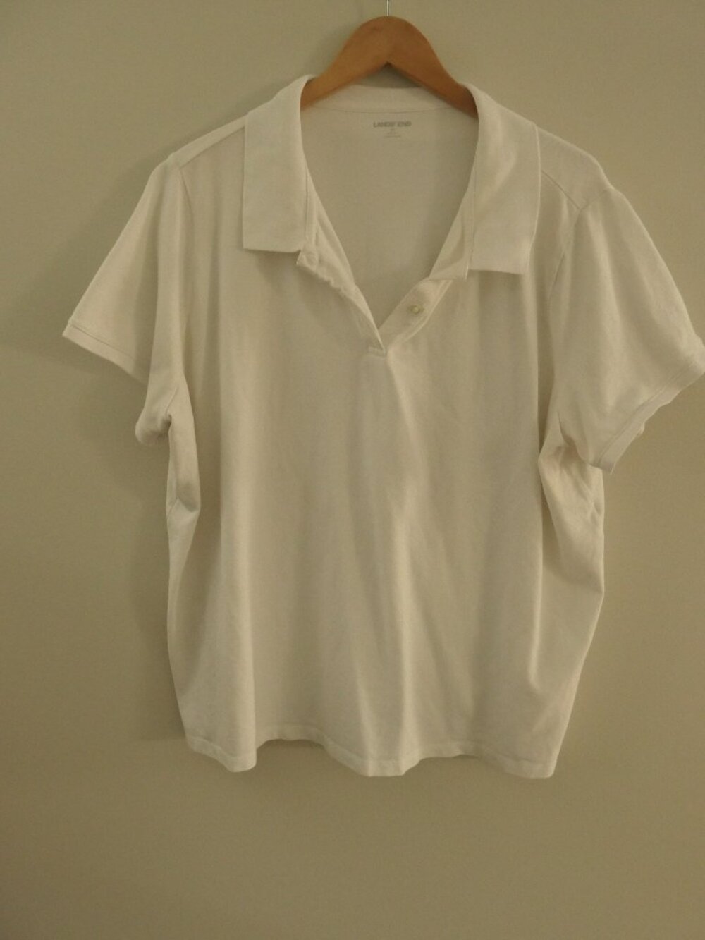 Lands’ End Women’s White Short Sleeve Cotton Polo Shirt – Size 3X